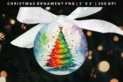 Watercolor Round Christmas Ornament Sublimation PNG Product Image 1