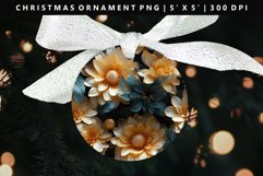 Flower Round Christmas Ornament Sublimation PNG Product Image 1