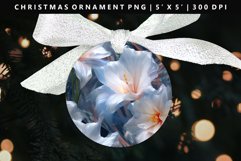 Flower Round Christmas Ornament Sublimation PNG Product Image 1
