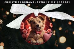 Valentine Dog Round Christmas Ornament Sublimation PNG Product Image 1