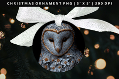 Owl Round Christmas Ornament Sublimation PNG Product Image 1