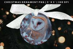 Owl Round Christmas Ornament Sublimation PNG Product Image 1