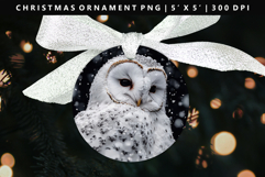 Owl Round Christmas Ornament Sublimation PNG Product Image 1