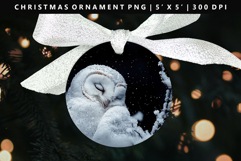 Owl Round Christmas Ornament Sublimation PNG Product Image 1