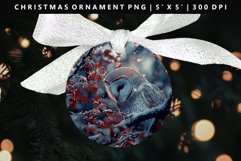 Owl Round Christmas Ornament Sublimation PNG Product Image 1