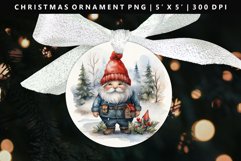 Gnome Round Christmas Ornament Sublimation PNG Product Image 1