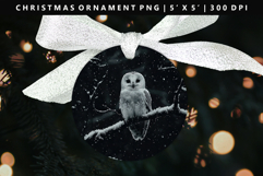 Owl Round Christmas Ornament Sublimation PNG Product Image 1