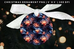 Flower Round Christmas Ornament Sublimation PNG Product Image 1