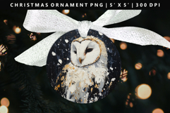Owl Round Christmas Ornament Sublimation PNG Product Image 1