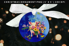 Pig Round Christmas Ornament Sublimation PNG Product Image 1