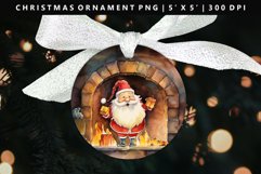 Funny Santa Round Christmas Ornament Sublimation PNG Product Image 1
