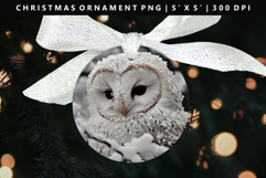 Owl Round Christmas Ornament Sublimation PNG Product Image 1