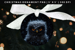 Owl Round Christmas Ornament Sublimation PNG Product Image 1