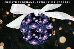 Flower Round Christmas Ornament Sublimation PNG Product Image 1