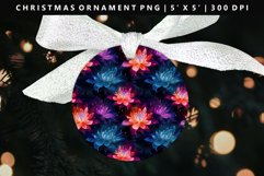 Flower Round Christmas Ornament Sublimation PNG Product Image 1