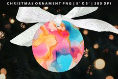 Alcohol Ink Round Christmas Ornament Sublimation PNG Product Image 1