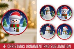 3D Christmas Ornament Sublimation Design, Round Ornament Png Product Image 1