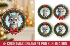 3D Christmas Ornament Sublimation Design, Round Ornament Png Product Image 1