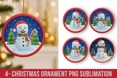 3D Christmas Ornament Sublimation Design, Round Ornament Png Product Image 1