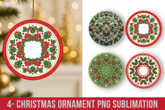 3D Christmas Ornament Sublimation Design, Round Ornament Png Product Image 1