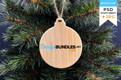 Christmas ornament Mockup | Wood Christmas ball mockup Product Image 1