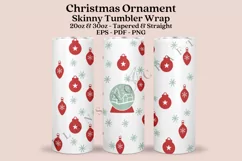 christmas ornament skinny tumbler sublimation wrap with high resolution 300 DPI and transparant background perfect for 20oz and 30oz skinny tumbler
