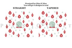christmas ornament skinny tumbler sublimation wrap with high resolution 300 DPI and transparant background perfect for 20oz and 30oz skinny tumbler