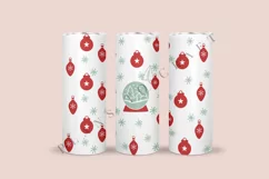 christmas ornament skinny tumbler sublimation wrap with high resolution 300 DPI and transparant background perfect for 20oz and 30oz skinny tumbler