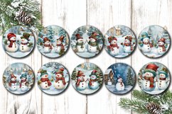 Round Christmas ornament sublimation Bundle contains 106 designs with cute Snowman and Baby Animals and 3D Christmas Flowers PNG