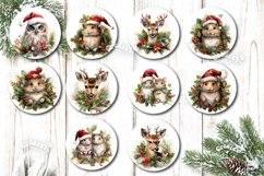 Round Christmas ornament sublimation Bundle contains 106 designs with cute Snowman and Baby Animals and 3D Christmas Flowers PNG