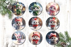 Round Christmas ornament sublimation Bundle contains 106 designs with cute Snowman and Baby Animals and 3D Christmas Flowers PNG