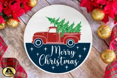 Christmas Door Sign SVG Round Ornament SVG Merry Christmas Product Image 5
