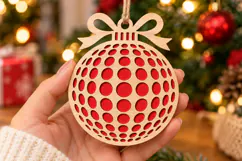 Christmas Ornament SVG, Halftone Dot Bauble Laser Cut File Product Image 1