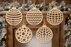 Christmas Holiday Ornament SVG, Laser Cut Wood Bauble Files Product Image 2
