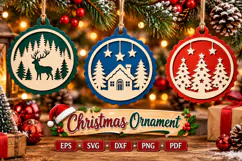 Christmas Ornament SVG, Laser Cut Wood Bauble Files Product Image 2