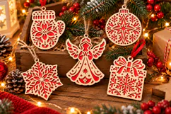 Christmas Ornament SVG, Laser Cut Wood Holiday File Product Image 4