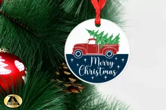 Christmas Door Sign SVG Round Ornament SVG Merry Christmas Product Image 3