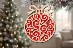 Christmas Ornament SVG, Swirl Pattern Bauble Laser Cut File Product Image 2
