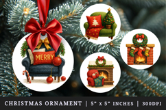 Christmas round ornaments sublimation design Product Image 1