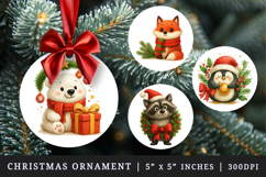 Christmas round ornaments sublimation design Product Image 1