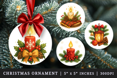 Christmas round ornaments sublimation design Product Image 1