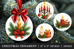 Christmas round ornaments sublimation design Product Image 1