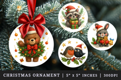 Christmas round ornaments sublimation design Product Image 1