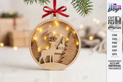 Christmas Ornament with Light Laser Cut | 3D Deer | Holiday Product Image 1