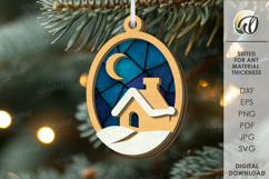 Christmas Ornament with sublimation Laser Cut. Christmas SVG Product Image 1
