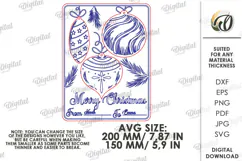 Christmas Ornaments Card Laser Cut. Greeting Card SVG Product Image 2
