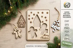 Christmas Ornaments Card Laser Cut. Greeting Card SVG Product Image 1