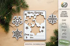 Christmas Ornaments Card Laser Cut. Greeting Card SVG Product Image 1