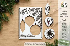 Christmas Ornaments Card Laser Cut. Greeting Card SVG Product Image 1