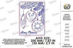Christmas Ornaments Card Laser Cut. Greeting Card SVG Product Image 2
